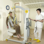 Victor Hoist demonstrating toileting